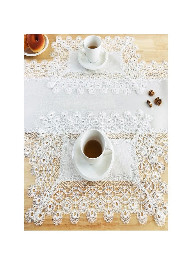 BrekSdat Lace Placemats of Polyester for Dining Table Set of 2 Farmhouse Style for Fall Wedding Hotel Kitchen 12 x 18 Inches Vintage Embroidered for Halloween, Thanksgiving or Christmas, Washable - Image 1